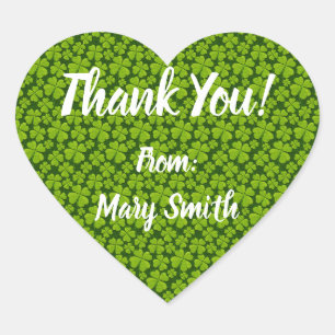 Elegant Vierblättriges Kleeblatt Floral Herz-Aufkleber