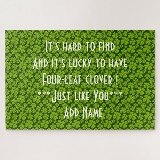 Elegant Vierblättriges Kleeblatt Floral Puzzle (Horizontal)