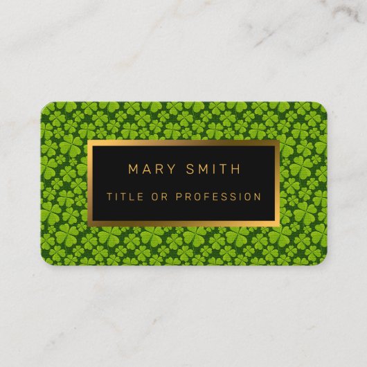 Elegant Vierblättriges Kleeblatt Floral Visitenkarte (Vorderseite)