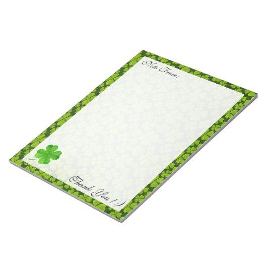 Elegant Vierblättriges Kleeblatt florales Notepad Notizblock (angewinkelt)
