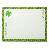 Elegant Vierblättriges Kleeblatt florales Notepad Notizblock (Vorderseite)