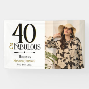 Elegant Vierzig und Fantastische Foto Geburtstag Banner