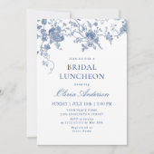 Elegant Viktorianisch Blue Floral BRIDAL LUNCHEON Einladung (Vorderseite)