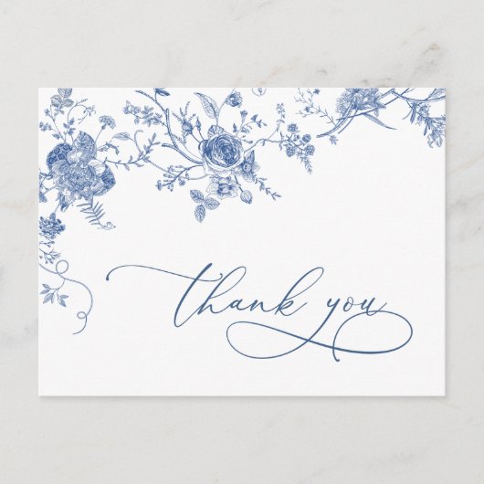 Elegant Viktorianisch Blue French Floral Vielen Da Postkarte (Vorderseite)