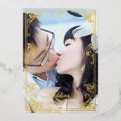 Elegant Viktorianisch Ihr Foto Back & Front Gold Folieneinladung (Vorderseite)