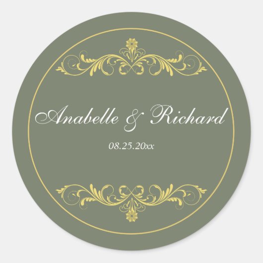 Elegant Viktorianisch Runder Aufkleber (Vorderseite)