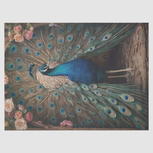 Elegant Viktorianisch Vintag Boho Peacock Seidenpapier (Vorderseite)