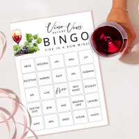 Elegant Vino Before Vows Brautparty Bingo Card