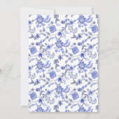 Elegant Vintag antike Blauer Flora 100. Einladung (Rückseite)