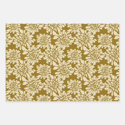 Elegant Vintag, Aquamarin, blau, Senf Geschenkpapier Set (Vorderseite 3)