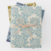 Elegant Vintag, Aquamarin, blau, Senf Geschenkpapier Set (Beispiel)