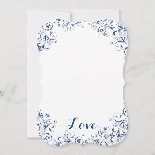 Elegant Vintag Blue Blüh Wedding Einladungen (Rückseite)