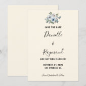 Elegant Vintag Blue Floral Save the Date (Vorne/Hinten)