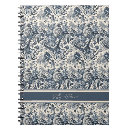 Elegant Vintag Blue Floral Toile Notizblock (Vorderseite)