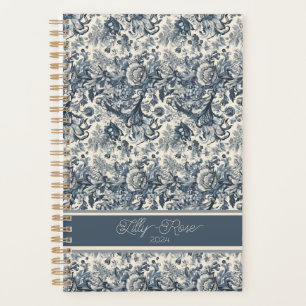 Elegant Vintag Blue Floral Toile Planer