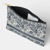 Elegant Vintag Blue Floral Toile Zubehörtasche (Offen)