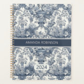 Elegant Vintag Blue Toile de jouy monogram Planer (Vorderseite)