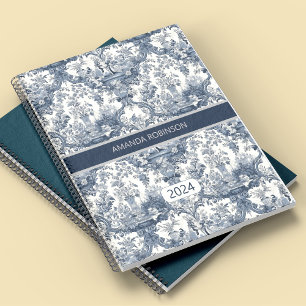 Elegant Vintag Blue Toile de jouy monogram Planer