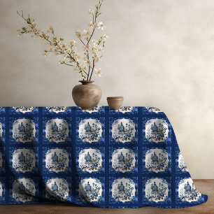 Elegant Vintag Blue Toile de jouy monogram Tischdecke