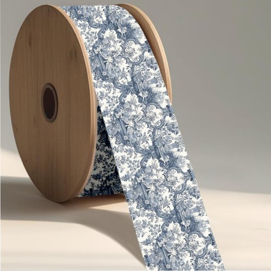 Elegant Vintag Blue Toile de jouy Ripsband