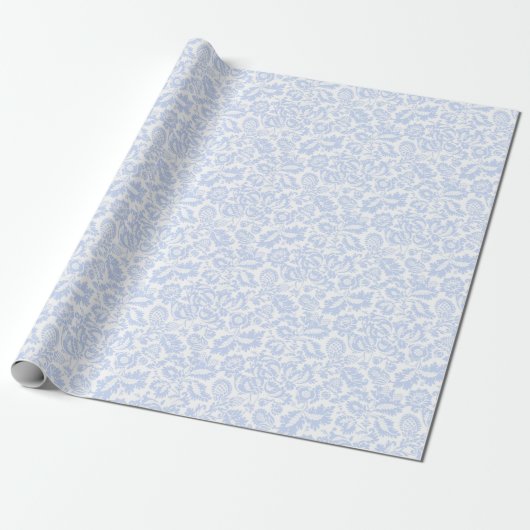 Elegant Vintag Blue Venezianisch Floral Botanical Geschenkpapier (Ungerollt)