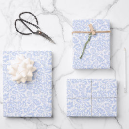 Elegant Vintag Blue Venezianisch Floral Botanical Geschenkpapier Set