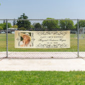 Elegant Vintag Blüh Happy Birthday Foto Banner (Insitu)