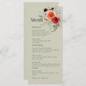 Elegant Vintag Boho Red Orange Gray Menükarte (Vorne/Hinten)