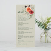 Elegant Vintag Boho Red Orange Gray Menükarte (Stehend Vorderseite)