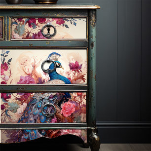 Elegant Vintag Boho Viktorianisch Decoupage Peacoc Seidenpapier
