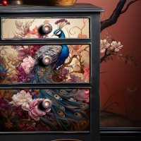 Elegant Vintag Boho Viktorianisch Decoupage Peacoc