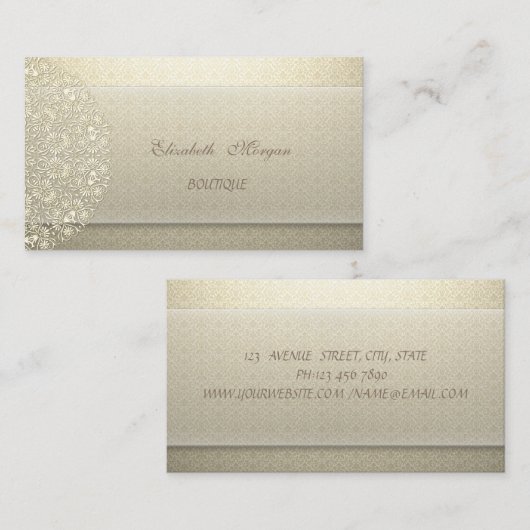 Elegant Vintag, Damaske, Spitze Visitenkarte (Vorne/Hinten)