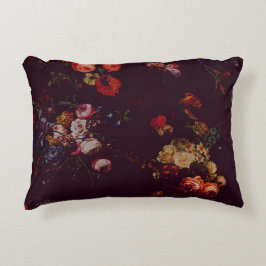 Elegant Vintag Dark Burgundy Moody Dutch Floral Dekokissen