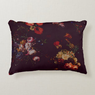 Elegant Vintag Dark Burgundy Moody Dutch Floral Dekokissen