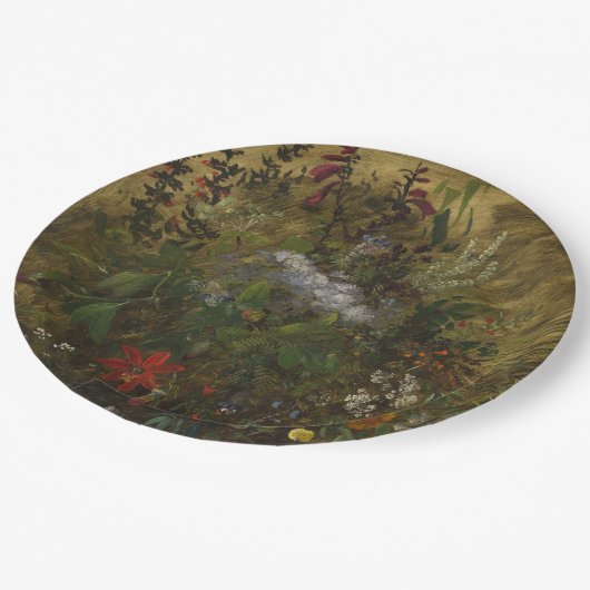 Elegant Vintag Dark Floral Pappteller (Schrägansicht)