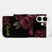 Elegant Vintag Dark Floral Peony iPhone Case (Rückseite (Horizontal))