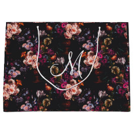 Elegant Vintag Dark Moody Burgundy Floral Große Geschenktüte