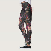 Elegant Vintag Dark Moody Burgundy Floral Leggings (Links)