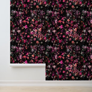 Elegant Vintag Dark Moody Burgundy Floral Tapete