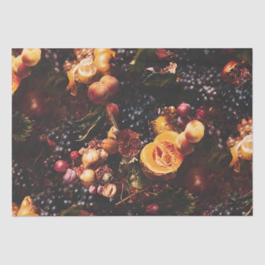 Elegant Vintag Dark Moody Dutch Art Fruit Seidenpapier (Vorderseite)