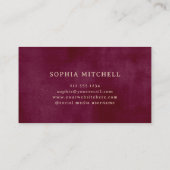 Elegant Vintag | Einfaches Minimal Burgundy Visitenkarte (Rückseite)