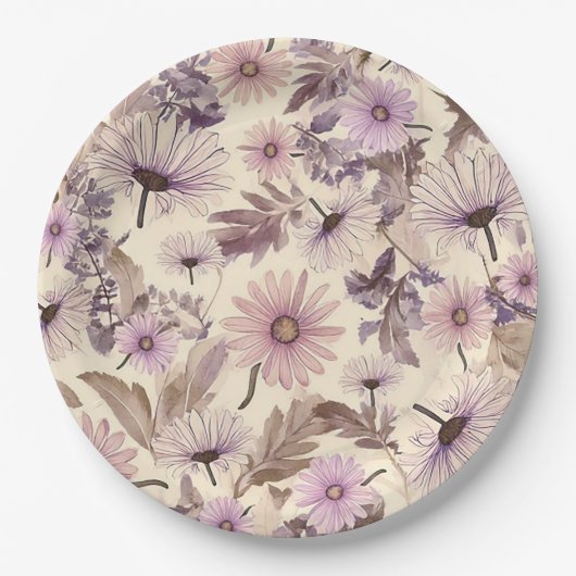 Elegant Vintag floral Pappteller (Vorderseite)