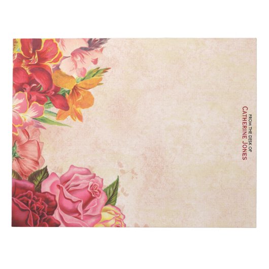 Elegant Vintag floral | Vintages Papier | Farblich Notizblock (Vorderseite)