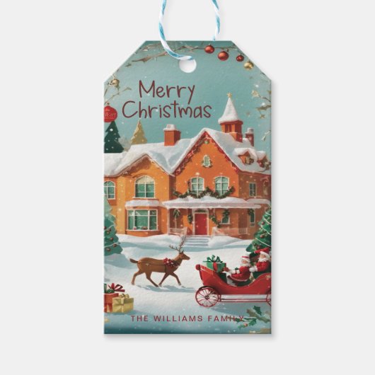 Elegant Vintag Frohe Weihnachten Geschenkanhänger (Vorderseite)