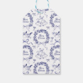 Elegant Vintag frohe Weihnachts-Blauer Kranzknaben Geschenkanhänger (Rückseite)