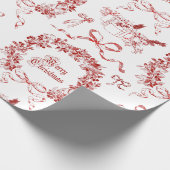 Elegant Vintag frohe Weihnachts Bows Red Toile Geschenkpapier (Ecke)