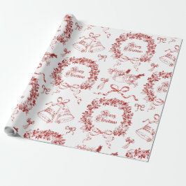 Elegant Vintag frohe Weihnachts Bows Red Toile Geschenkpapier
