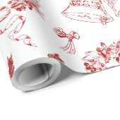 Elegant Vintag frohe Weihnachts Bows Red Toile Geschenkpapier (Rolleneckpunkt)