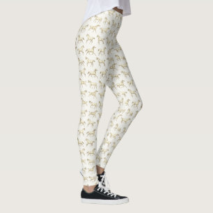 Elegant Vintag Galloping Pferde Beige Weiß Leggings