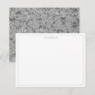 Elegant Vintag Gray Jasmine Floral Botanical Mitteilungskarte
